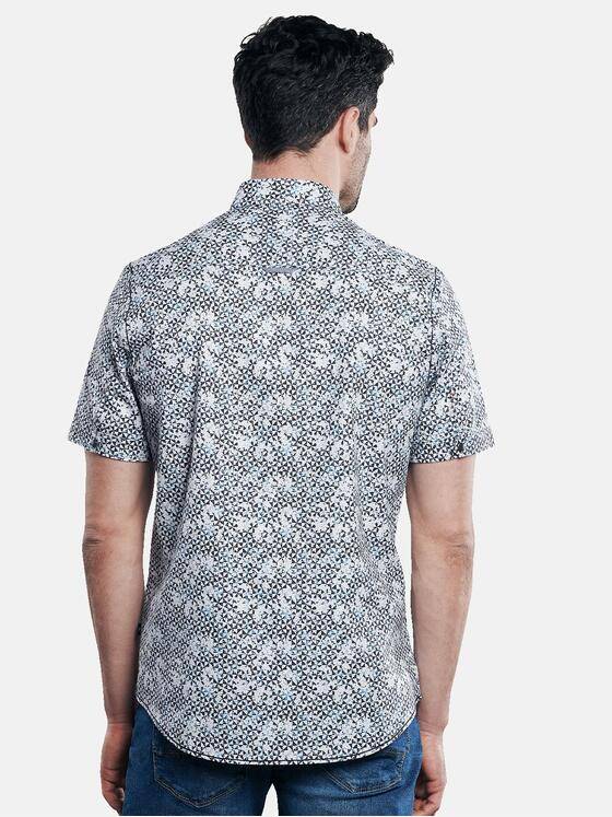 engbers Herren Kurzarm-Hemd gemustert Saphirblau 31720