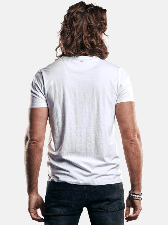 emilio adani Herren Bio-Baumwoll-T-Shirt mit erhobenem Statement-Print Weiß 29186