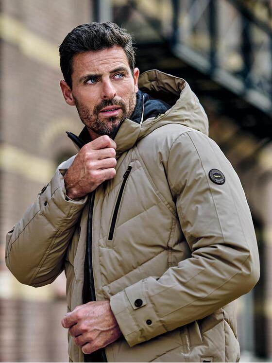 engbers Herren Steppjacke mit abnehmbarer Kapuze Braunbeige 37410