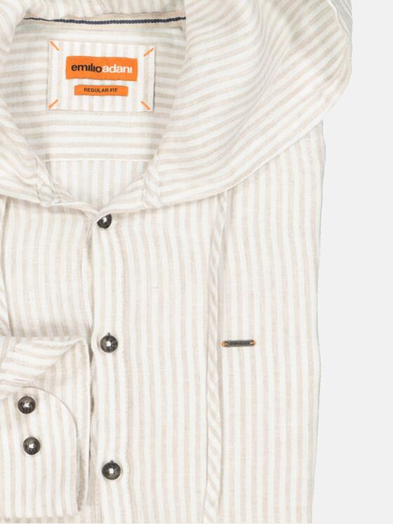 emilio adani Herren Langarm-Hemd gemustert Beige 35038