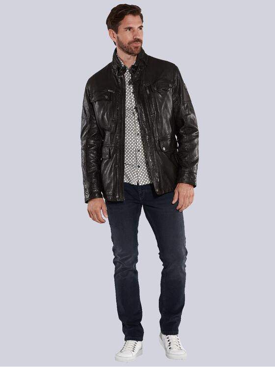 ENGBERS GERMANY Herren Lederjacke mit innovativer Warenoberfläche Braun 35440