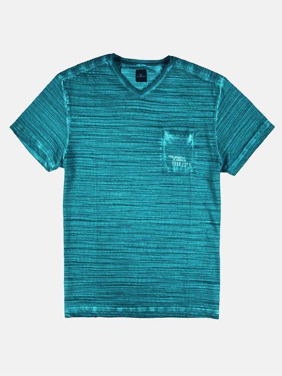 engbers Herren T-Shirt in Flammgarnoptik Petrol 29238