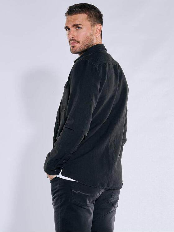 emilio adani Herren Overshirt slim fit Schwarz 38259
