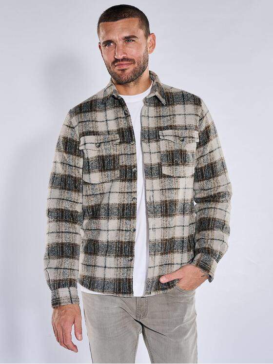 emilio adani Herren Overshirt mit Teddy-Fütterung Hellbraun 40899