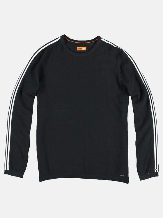 emilio adani Herren softer Pullover mit Kontraststreifen Schwarz 29279