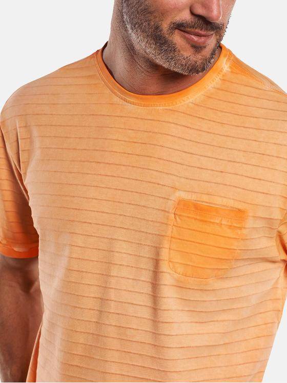 engbers Herren Rundhals T-Shirt mit Strukturstreifen Orange 29742