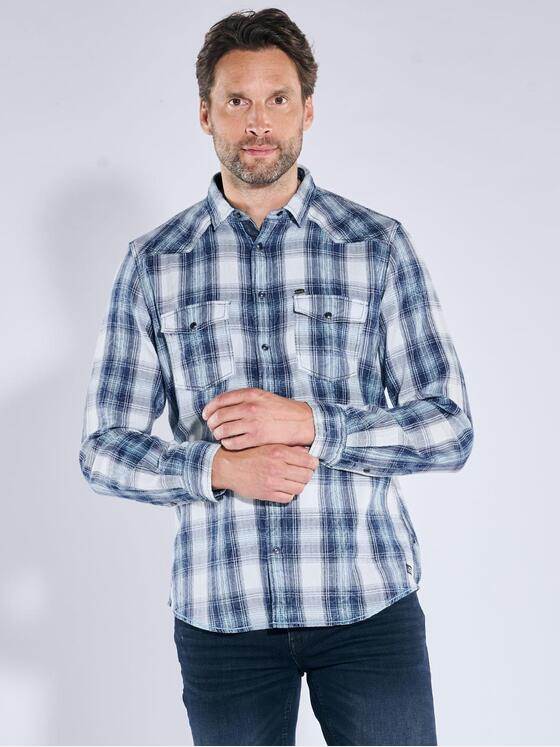 engbers Herren Langarm-Hemd kariert Brilliantblau 39211