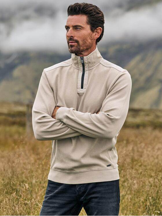 engbers Herren Sweatshirt mit Stehkragen Beige 39687