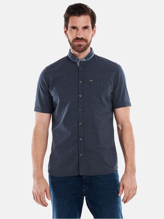 engbers Herren Kurzarm-Hemd gestreift Marineblau 35031