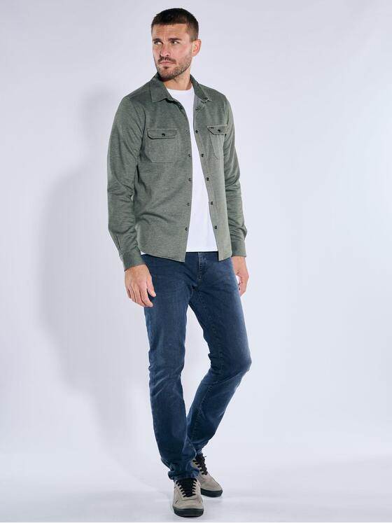 emilio adani Herren Langarm-Shirt mit Polokragen Gruen 39579