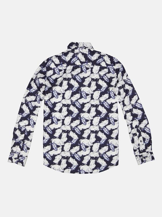 emilio adani Herren Langarm-Hemd gemustert Blau 34146