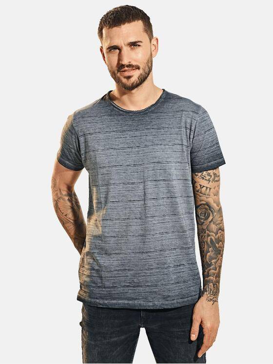 emilio adani Herren T-Shirt Rundhals strukturiert Blau 31523