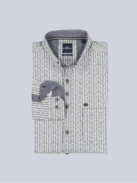 engbers Herren Langarm-Hemd gestreift Oliv 39123