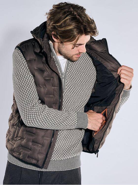 emilio adani Herren Steppweste mit Brusttasche Schwarzbraun 40866