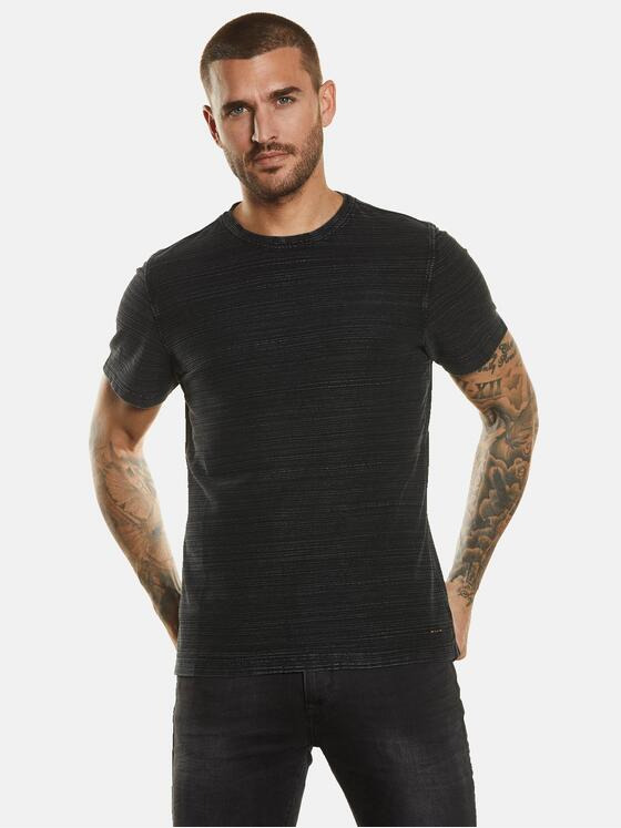emilio adani Herren T-Shirt strukturiert Schwarz 34310