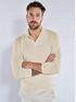 emilio adani Pullover mit Polo-Kragen Naturweiss