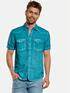 engbers Kurzarm-Hemd mit Leinen-Anteil Blautuerkis