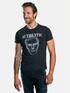 emilio adani Rundhals T-Shirt mit auffälligem Statement-Print Saphirblau
