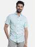 engbers Kurzarm-Hemd gemustert Petrolgruen