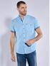 engbers Kurzarm-Hemd mit Leinenanteil Tuerkis
