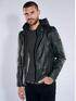 emilio adani Lederjacke mit herausnehmbarer Kapuze Schwarz