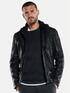 emilio adani Lederjacke mit abnehmbarer Kapuze Schwarz