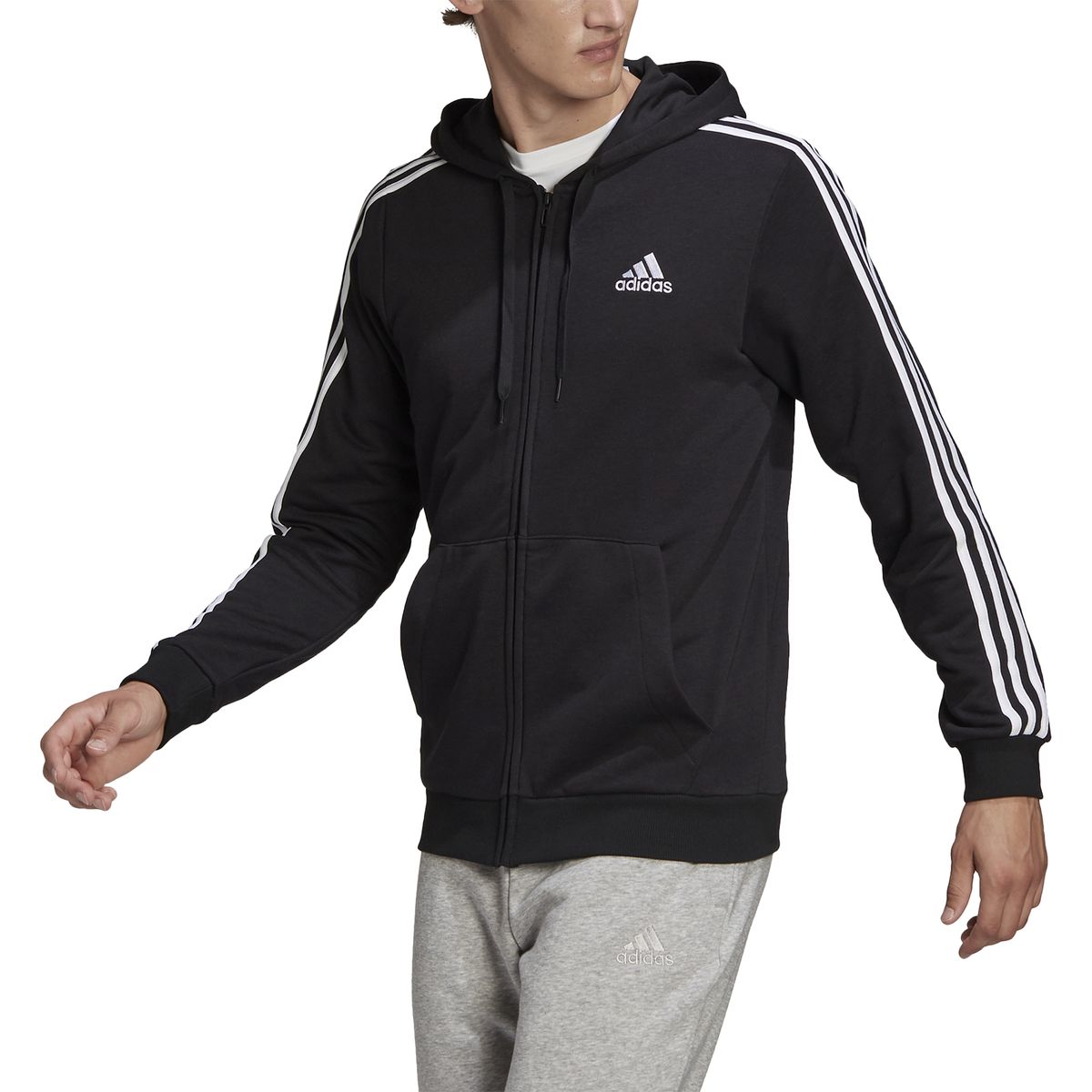 Adidas Essentials French Terry 3-Streifen Kapuzenjacke Herren_6
