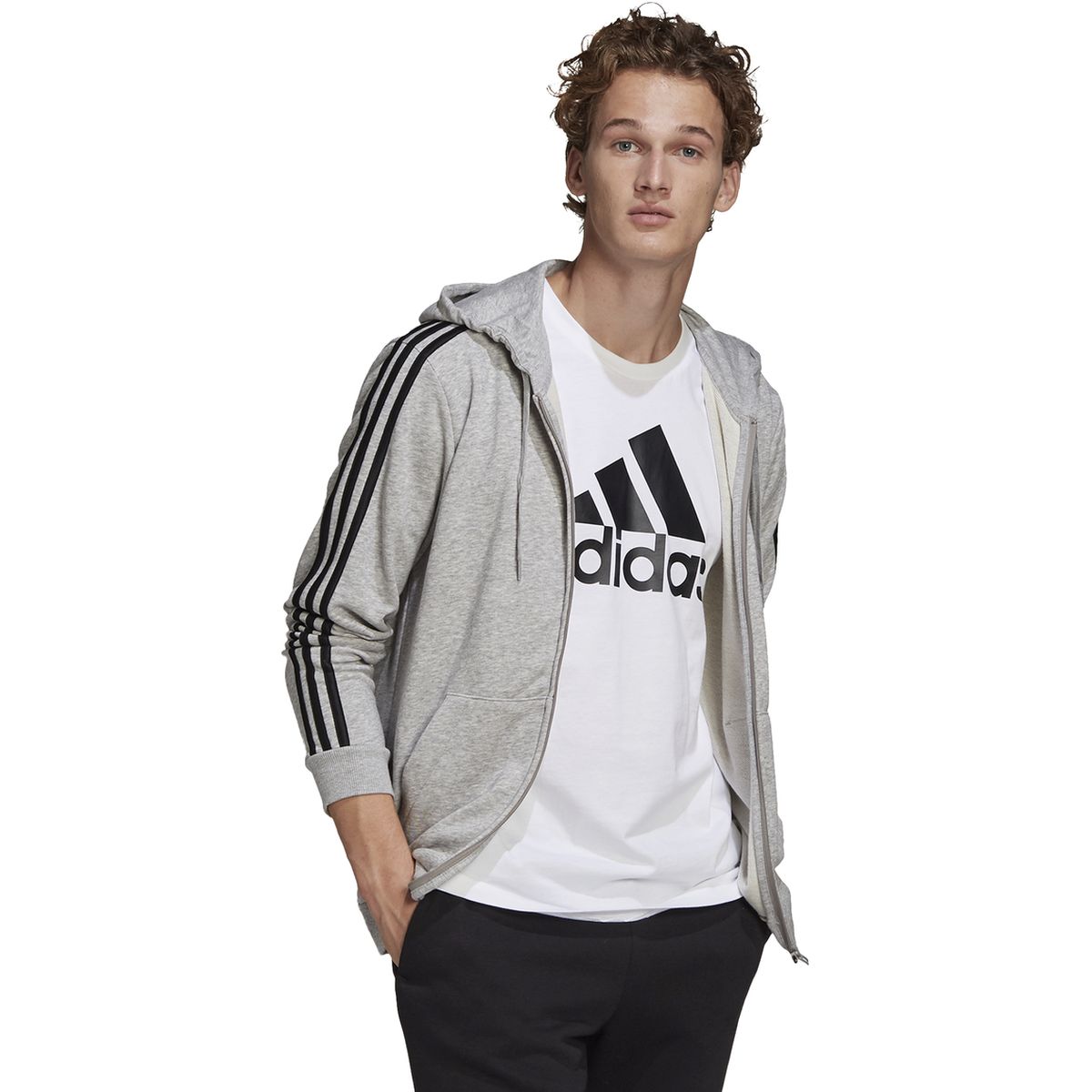 Adidas Essentials French Terry 3-Streifen Kapuzenjacke Herren_1