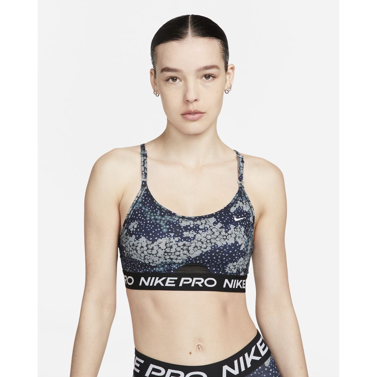 Nike Pro Dri-FIT Indy Light-Support Padded Strappy Printed Damen Bustier