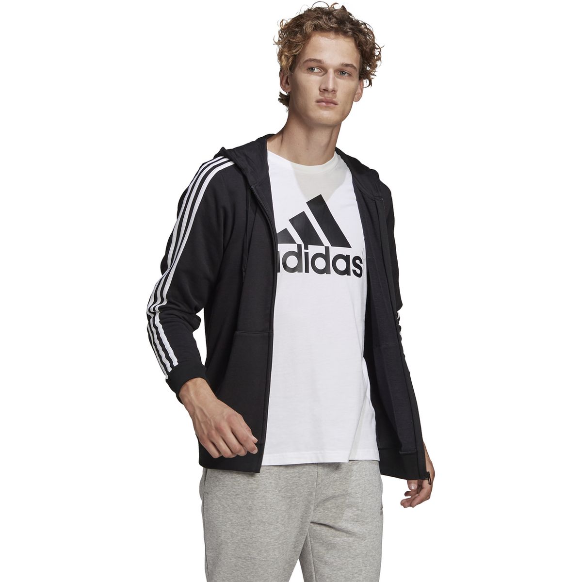 Adidas Essentials French Terry 3-Streifen Kapuzenjacke Herren_1