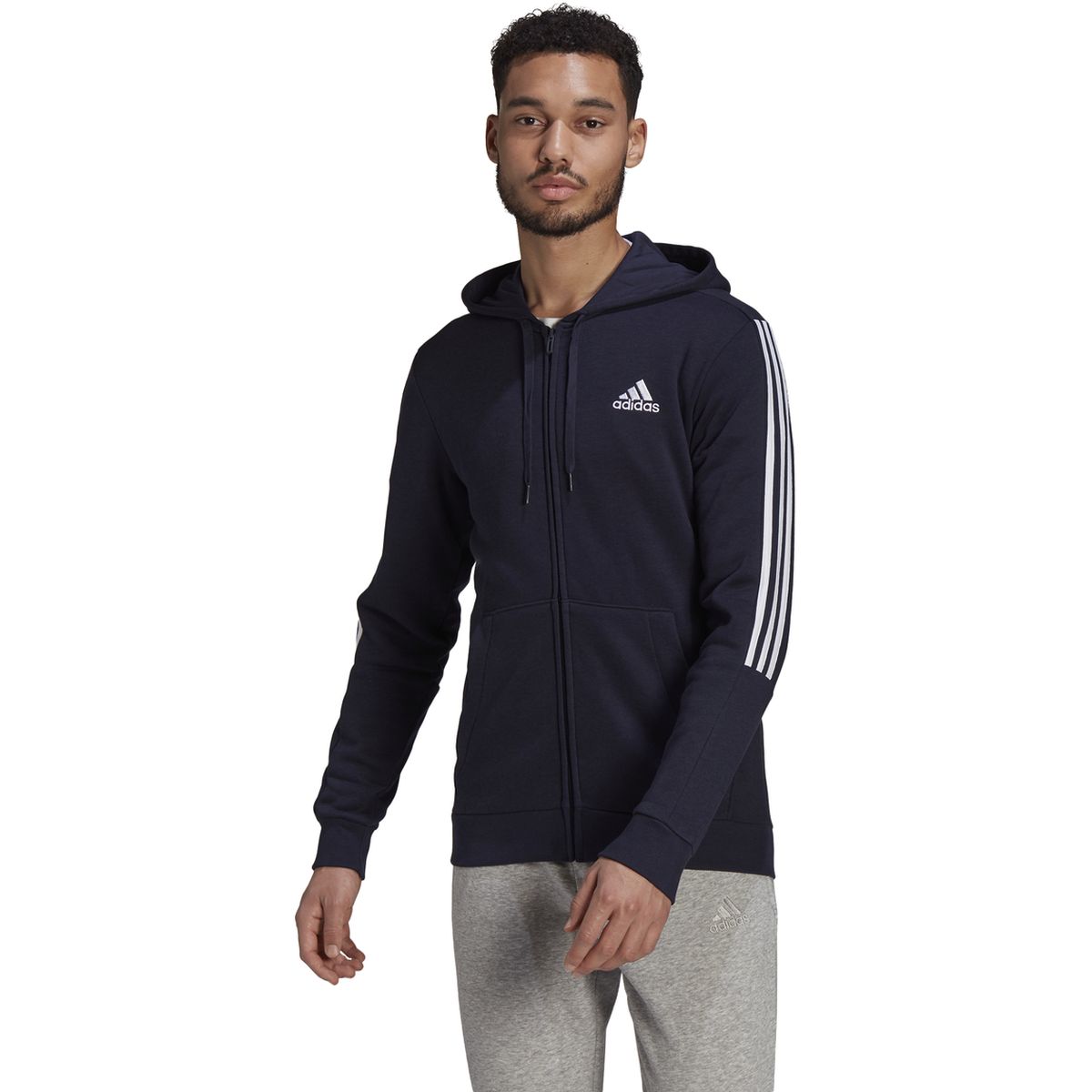 Adidas Essentials Fleece Cut 3-Streifen Trainingsjacke Herren_1