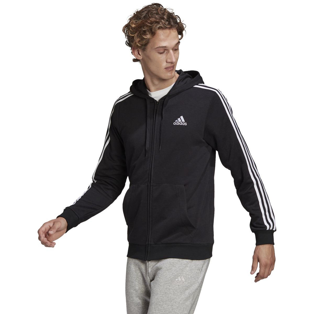 Adidas Essentials French Terry 3-Streifen Kapuzenjacke Herren_2
