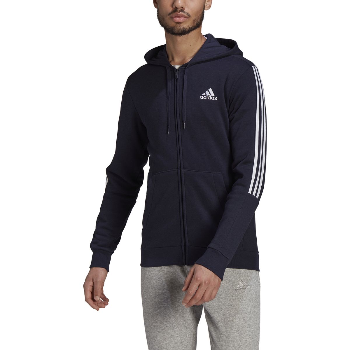 Adidas Essentials Fleece Cut 3-Streifen Trainingsjacke Herren_4