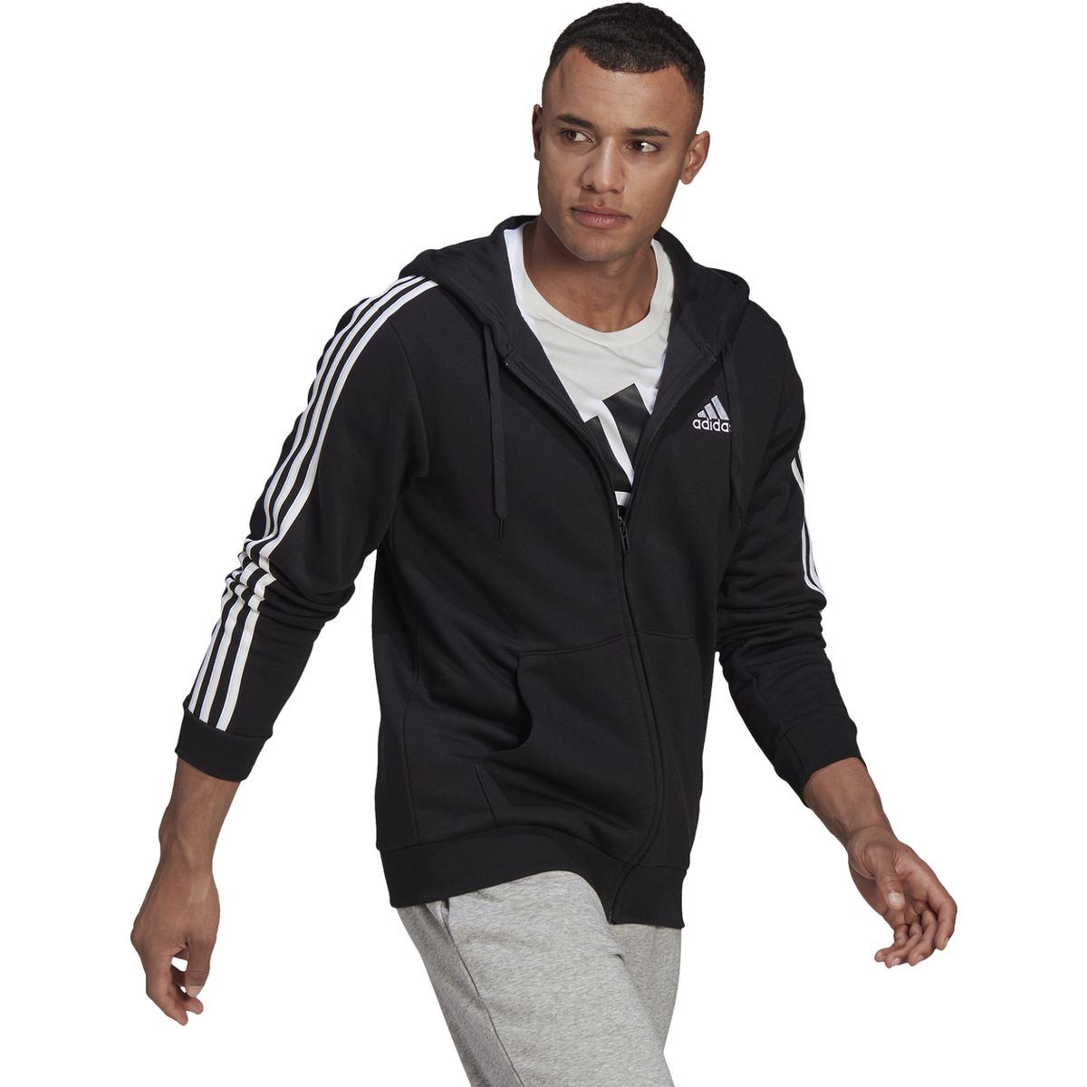 Adidas Essentials Fleece 3-Streifen Kapuzenjacke Herren_1