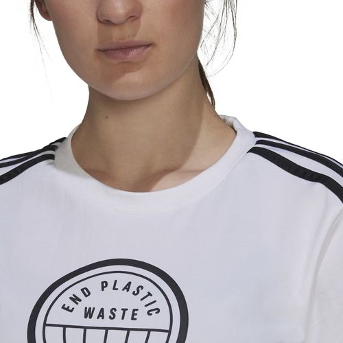 Adidas End Plastic Waste 3-Streifen Primeblue Graphic T-Shirt Damen